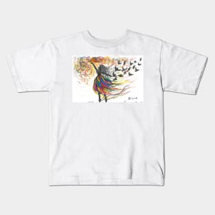 freedom colorful ink painting Kids T-Shirt